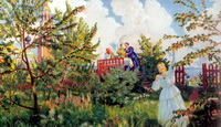 Яблоневый сад (Б.М. Кустодиев, 1918 г.)