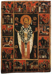 Икона Святой Николай Чудотворец с житием