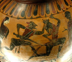 Сражение Тесея с Минотавром (ваза, сер. VI в. до н.э)