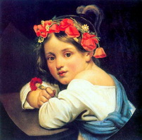 Девочка в маковом венке с гвоздикой в руке (О.А. Кипренский)